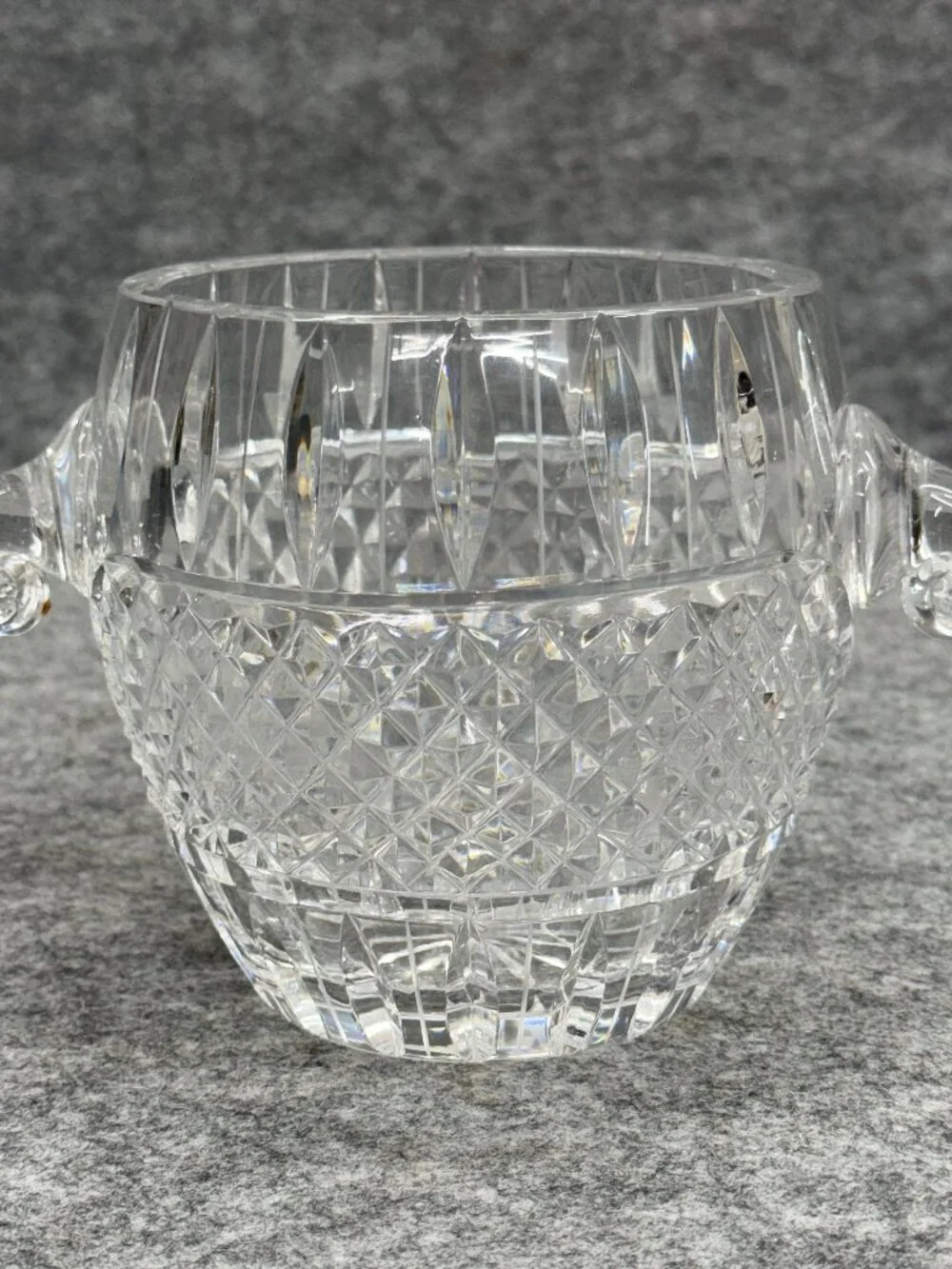 Vintage Ceska Lead Crystal Ice Bucket / Wine Chiller with Integrated Tab Handles